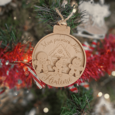 Boule de Noël 2D thème pain d'épice